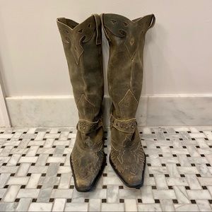 Studded Rock Star Distressed Leather Western Boots